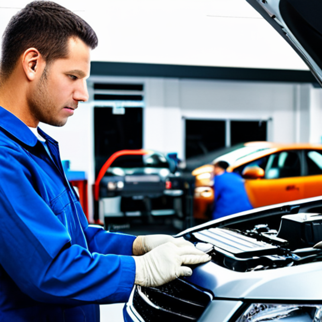 Automotive Diagnostics Specialist**

"A skilled mechanic, fully clothed in appropriate work attire, using a diagnostic computer on a modern car engine in a well-lit, professional auto repair shop. The environment is clean and organized. Focused and professional demeanor. Perfect anatomy, correct proportions, well-formed hands, proper finger count, natural body proportions, safe for work, appropriate content, professional, modest, family-friendly."

**