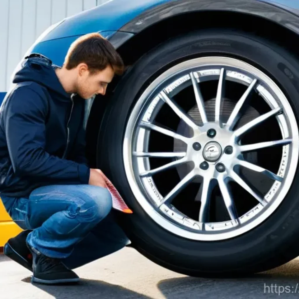 자동차정비 실무에서 흔히 발생하는 고장 사례 - **Image Prompt: Proactive Tire and Brake Inspection**
"A well-lit, realistic photo of a young ad...