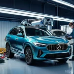 Home 16 자동차정비사 경력관리 팁 - **Prompt:** A modern, clean automotive workshop bathed in bright, contemporary lighting. In the fore...