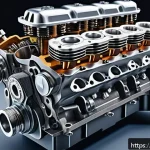 자동차정비 산업기사 실습 관련 추천 영상 - A detailed cutaway illustration of an internal combustion engine showing pistons, crankshaft, camsha...